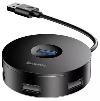USB-концентратор Baseus Round box, 3xUSB 2.0, 1xUSB 3.0, черный (CAHUB-F01)