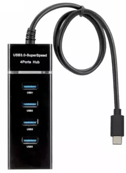 USB-концентратор Digma DHUB-4USB-C-3.0, 4xUSB 3.0, черный (DHUB-4USB-C-3.0)