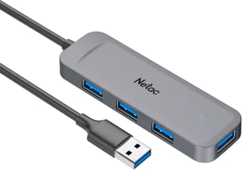 USB-концентратор Netac WF11, 4xUSB 3.0, серый (NT08WF11-30GR)