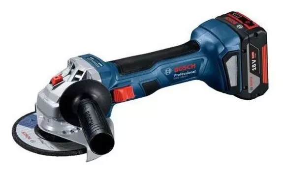 УШМ (болгарка) BOSCH GWS 180-LI, аккумуляторная, 125мм, 11000 об/мин, Li-Ion, 18В, 4 А·ч, 2 Акб, кейс, 1.6кг (06019H90R0)