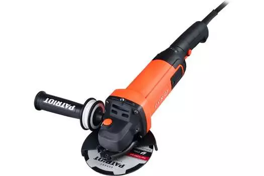 УШМ (болгарка) PATRIOT AG 128E, сетевая, 1.3 кВт, 12.5 см, 11000 об/мин, регулировка частоты вращения, 2.58 кг (110301129), тонкий корпус, пылезащищенная, электр. регулировка оборотов