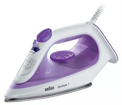 Утюг Braun TexStyle 1 SI1080VI 2 кВт, длина шнура 1.9 м, фиолетовый/белый