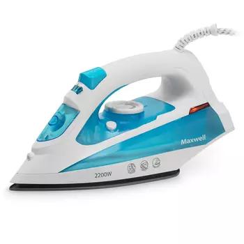 Утюг Maxwell MW-3055B 2.2 кВт, длина шнура 1.8 м, белый/голубой (MW-3055B)