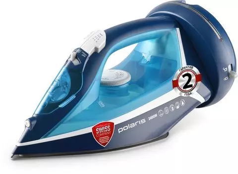 Утюг Polaris PIR 2444K 2.4 кВт, длина шнура 1.8 м, синий/белый (PIR 2444K)