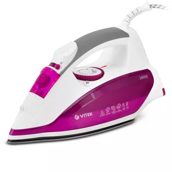 Утюг Vitek VT-1262 2.4 кВт, длина шнура 1.8 м, белый/розовый (VT-1262)