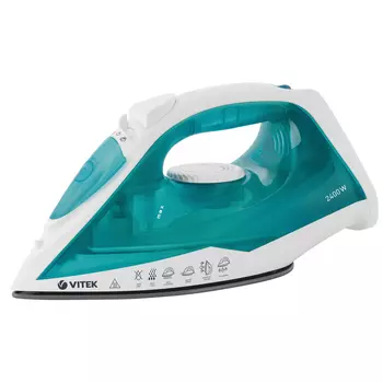 Утюг Vitek VT-8336 2.4 кВт, длина шнура 1.8 м, белый/бирюзовый (VT-8336)