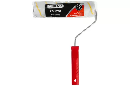 Валик малярный с ручкой MIRAX Polytex, 24 смx4 см, бюгель 6 мм (03716-24)