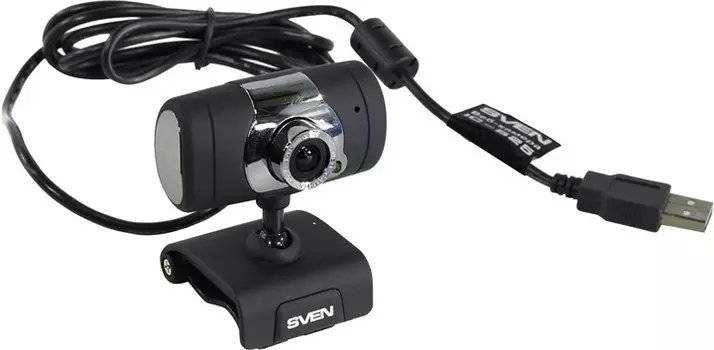 Вебкамера Sven IC-525, 1.3 MP, 1280x1024, встроенный микрофон, USB 2.0, черный/серебристый (SV-0602IC525)