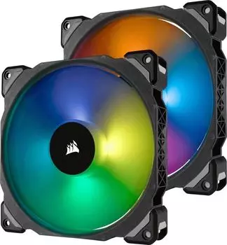 Вентилятор Corsair ML140 PRO RGB LED Twin Pack, 140мм, 1200rpm, 20.4 дБ, 4-pin PWM, 2шт, RGB (CO-9050078-WW)
