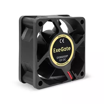 Вентилятор ExeGate EX06025S2P, 60 мм, 3500rpm, 24 дБ, 2-pin, 1шт, черный (EX295221RUS)