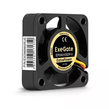 Вентилятор ExeGate ExtraPower EP04010S3P-5, 40 мм, 7500rpm, 35 дБ, 3-pin, 1шт, черный (EX296995RUS)