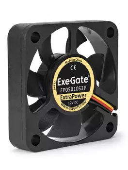 Вентилятор ExeGate ExtraSilent ES05010S3P-5, 50 мм, 5000rpm, 27 дБ, 3-pin, 1шт, черный (EX297000RUS)