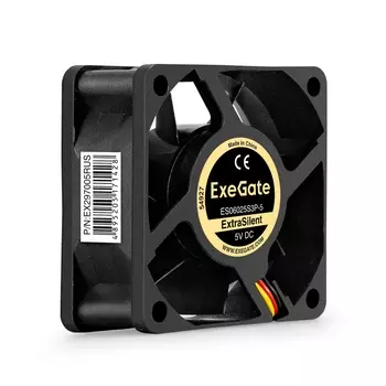 Вентилятор ExeGate ExtraSilent ES06025S3P-5, 60 мм, 2300rpm, 18 дБ, 3-pin, 1шт, черный (EX297005RUS)