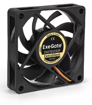 Вентилятор ExeGate ExtraSilent ES07025S3P, 70 мм, 2300rpm, 25 дБ, 3-pin, 1шт, черный (EX297181RUS)