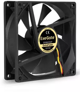 Вентилятор ExeGate ExtraSilent ES09225S3P, 92 мм, 2000rpm, 25 дБ, 3-pin, 1шт, черный (EX297049RUS)