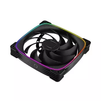 Вентилятор Geometric Future Squama 2503B-14 Single Pack, 140 мм, 2400rpm, 34 дБ, 4-pin PWM, 1шт, черный, ARGB подсветка (GF_SQM-2503B-14-SP)