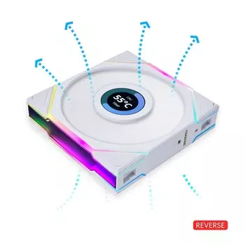 Вентилятор Lian Li UNI Fan LCD 120 Reverse White, 120x125мм мм, 1900rpm, 31 дБ, 4-pin PWM, 1шт, белый, ARGB подсветка (G99.12RTLLCD1W.R0)
