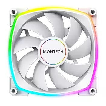 Вентилятор MONTECH AX140 PWM White, 140 мм, 1600rpm, 27.9 дБ, 4-pin PWM, 1шт, белый, ARGB подсветка (MT_AX140W)