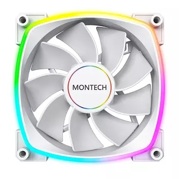 Вентилятор MONTECH RX140 PWM Reverse White, 140 мм, 1600rpm, 27.9 дБ, 4-pin PWM, 1шт, белый, ARGB подсветка (MT_RX140W)