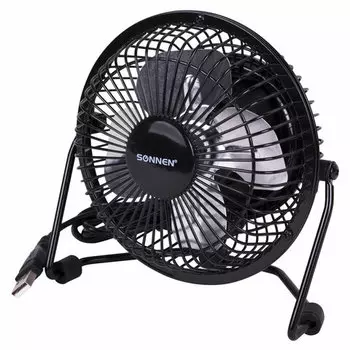 Вентилятор настольный осевой Sonnen FT10-B37А 2.5 Вт, скоростей: 1, лопасти 140 мм, наклон, черный (455733)