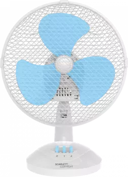 Вентилятор настольный осевой, 30Вт, скоростей: 2, лопасти 22,5, поворот, наклон, белый/голубой, Scarlett SC-DF111S19 (1681270)