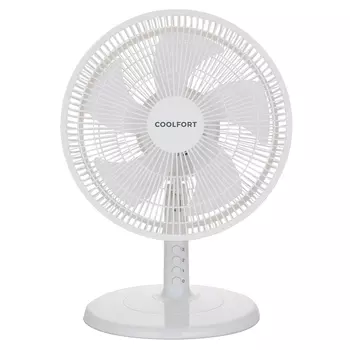 Вентилятор настольный осевой COOLFORT CF-2014 30 Вт, скоростей: 3, лопасти 27 см, поворот, белый (CF-2014)