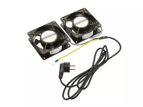 Вентилятор Netko RAL1238S1, вентиляторов: 2, 120x120x38мм, глубина 38мм, 2 вент с кабелем и вилкой, подшипник скольжения, черный (65572)