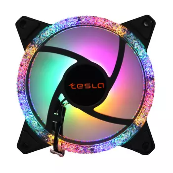 Вентилятор TESLA RGB 120-3D, 120 мм, 1200rpm, 21 дБ, 3-pin+4-pin Molex, 1шт, черный/белый, RGB подсветка (TSL-120-3D)