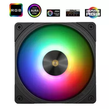 Вентилятор Thermalright TL-B12-S, 120 мм, 2150rpm, 28.1 дБ, 4-pin PWM, 1шт, черный, ARGB подсветка (TL-B12-S)