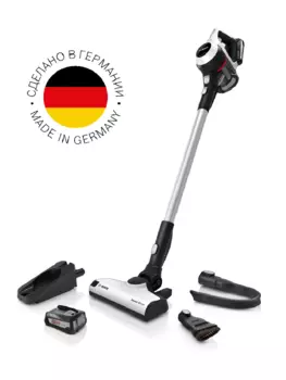 Вертикальный пылесос BOSCH BCS61BAT2, питание от аккумулятора, белый (BCS61BAT2)