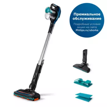 Вертикальный пылесос PHILIPS 5000 Aqua FC6718/01 300Вт, питание от аккумулятора, черный/синий (FC6718/01)