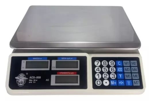Весы торговые настольные 32кг/100г, двухсторонний дисплей, платформа 330мм x 220мм, Профит ACS 809 (809)
