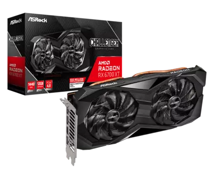 Видеокарта ASRock AMD Radeon RX 6700 XT Challenger D, 12Gb DDR6, 192 бит, PCI-E, HDMI, 3DP, Retail (RX6700XT CLD 12G)