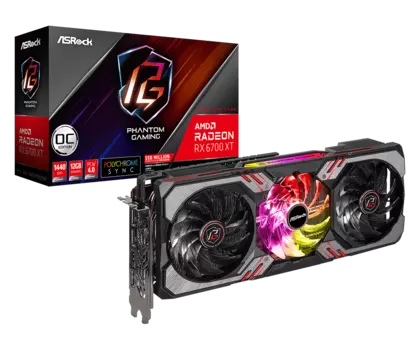 Видеокарта ASRock AMD Radeon RX 6700 XT Phantom Gaming D OC, 12Gb DDR6, 192 бит, PCI-E, HDMI, 3DP, Retail (RX6700XT PGD 12GO)