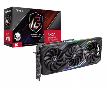 Видеокарта ASRock AMD Radeon RX 7800 XT Phantom Gaming OC, 16Gb GDDR6, 256 бит, PCI-E, HDMI, 3DP, Retail (RX7800XT PG 16GO)