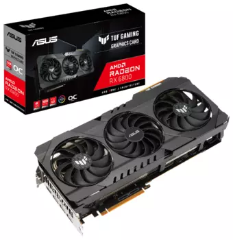 Видеокарта ASUS AMD Radeon RX 6800 TUF Gaming OC, 16Gb DDR6, 256bit, PCI-E, HDMI, 3DP, Retail (TUF-RX6800-O16G-GAMING)