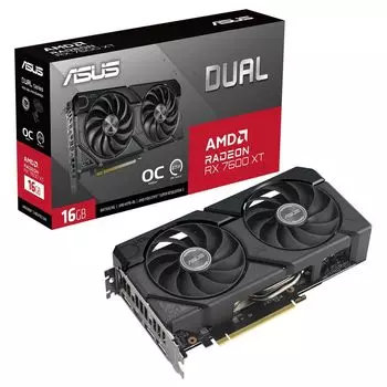 Видеокарта ASUS AMD Radeon RX 7600XT DUAL-RX7600XT-O16G, 16Gb GDDR6, 128 бит, PCI-E, HDMI, 3DP, Retail (DUAL-RX7600XT-O16G)