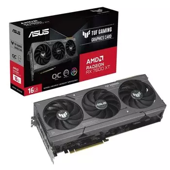 Видеокарта ASUS AMD Radeon RX 7600XT TUF-RX7600XT-O16G-GAMING, 16Gb GDDR6, 128 бит, PCI-E, HDMI, 3DP, Retail (90YV0K20-M0NA00)