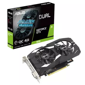 Видеокарта ASUS NVIDIA GeForce GTX 1630 DUAL-GTX1630-O4G, 4Gb DDR6, 64 бит, PCI-E, DVI, HDMI, DP, Retail (90YV0I54-M0NA00)