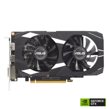 Видеокарта ASUS NVIDIA GeForce GTX 1650 Dual, 4Gb DDR6, 128 бит, PCI-E, DVI, HDMI, DP, Retail (DUAL-GTX1650-O4GD6-P-V2)