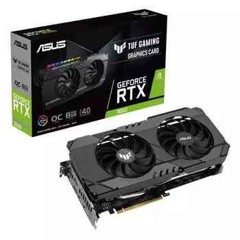 Видеокарта ASUS NVIDIA GeForce RTX 3050 TUF Gaming OC, 8Gb DDR6, 128 бит, PCI-E, 2HDMI, 3DP, Retail (TUF-RTX3050-O8G-GAMING)