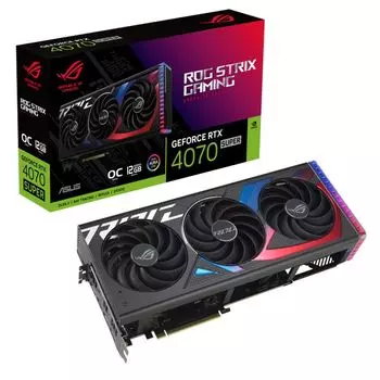 Видеокарта ASUS NVIDIA GeForce RTX 4070 ROG-STRIX-RTX4070S-O12G-GAMING, 12Gb GDDR6X, 192 бит, PCI-E, HDMI, 3DP, Retail (ROG-STRIX-RTX4070S-O12G-GAMING)