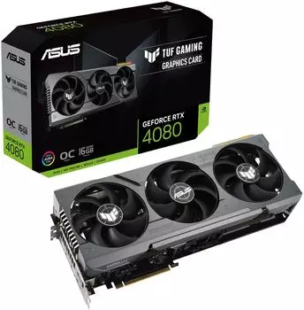 Видеокарта ASUS NVIDIA GeForce RTX 4080 TUF-RTX4080-O16G-GAMING, 16Gb DDR6X, 256 бит, PCI-E, 2HDMI, 3DP, Retail (90YV0IB0-M0NA00)