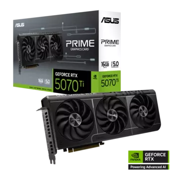 Видеокарта ASUS NVIDIA GeForce RTX 5070Ti PRIME, 16Gb GDDR7, 256 бит, PCI-E, HDMI, 3DP, Retail (PRIME-RTX5070TI-O16G)