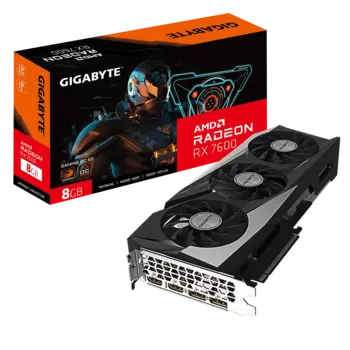 Видеокарта GIGABYTE AMD Radeon RX 7600 GAMING OC, 8Gb GDDR6, 128 бит, PCI-E, 2HDMI, 2DP, Retail (GV-R76GAMING OC-8GD)