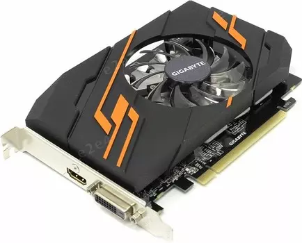 Видеокарта GIGABYTE NVIDIA GeForce GT 1030, 2Gb DDR5, 64 бит, PCI-E, DVI, HDMI, Retail (GV-N1030OC-2GI)