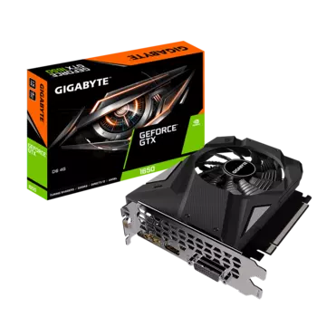 Видеокарта GIGABYTE NVIDIA GeForce GTX 1650, 4Gb DDR6, 128 бит, PCI-E, DVI, HDMI, DP, Retail (GV-N1656D6-4GD)