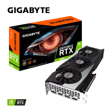 Видеокарта GIGABYTE NVIDIA GeForce RTX 3060 GAMING OC, 12Gb GDDR6, 192 бит, PCI-E, 2HDMI, 2DP, Retail (GV-N3060GAMING OC-12GD 2.0)
