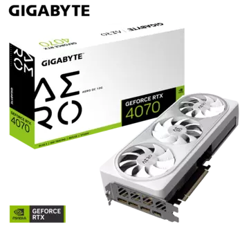 Видеокарта GIGABYTE NVIDIA GeForce RTX 4070 AERO OC, 12Gb DDR6X, 192 бит, PCI-E, HDMI, 3DP, Retail (GV-N4070AERO OC-12GD)