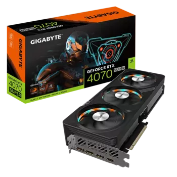 Видеокарта GIGABYTE NVIDIA GeForce RTX 4070 Super GAMING OC, 12Gb DDR6X, 192 бит, PCI-E, HDMI, 3DP, Retail (GV-N407SGAMING OC-12GD)